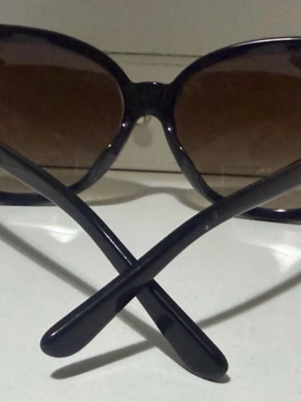 Tory Burch Black Oversized Square Sunglasses with Gold Logo